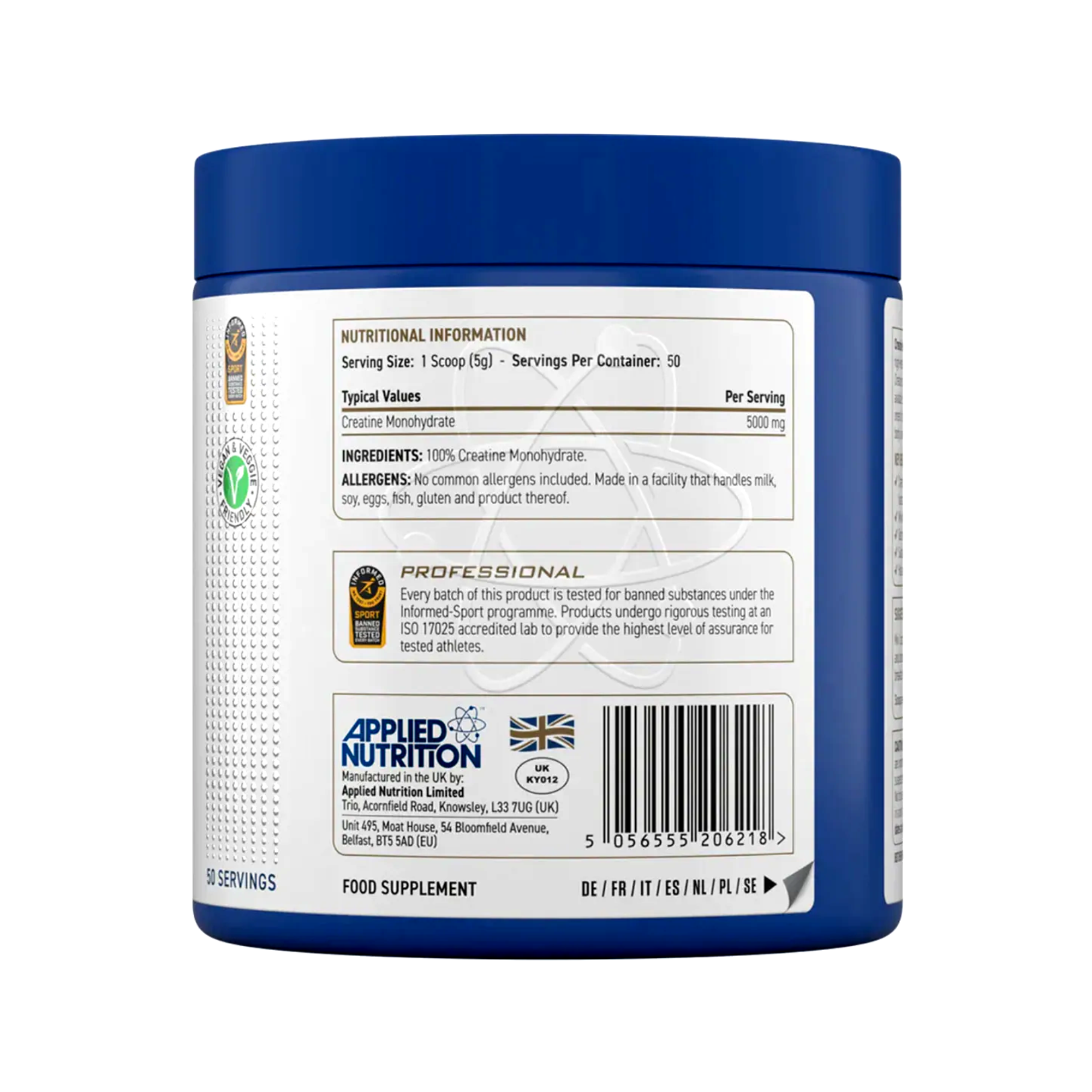 CREATINA MONOHIDRATADA 250 G - APPLIED NUTRITION